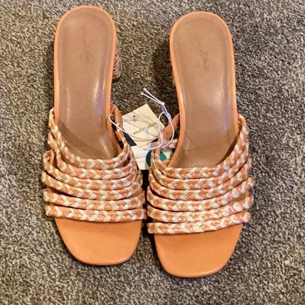 NWT‎ Universal Thread Size 8 Rachel Orange Straw Chunky Heel Mule - Picture 2 of 6